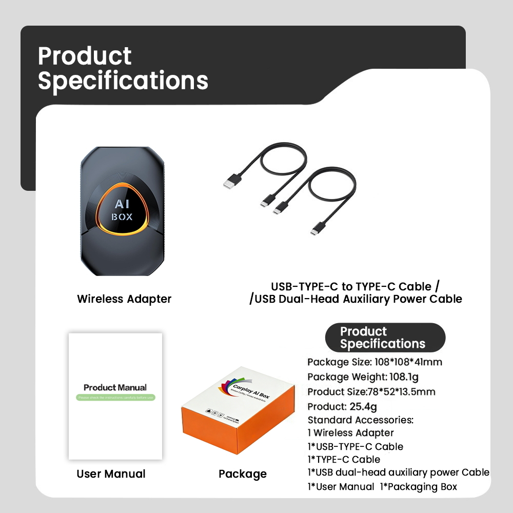 Wireless CarPlay Adapter. Built-in Android 15 System for Android Boxes. 2G + 16GB, Plug and Play, Can Download Any Application.
