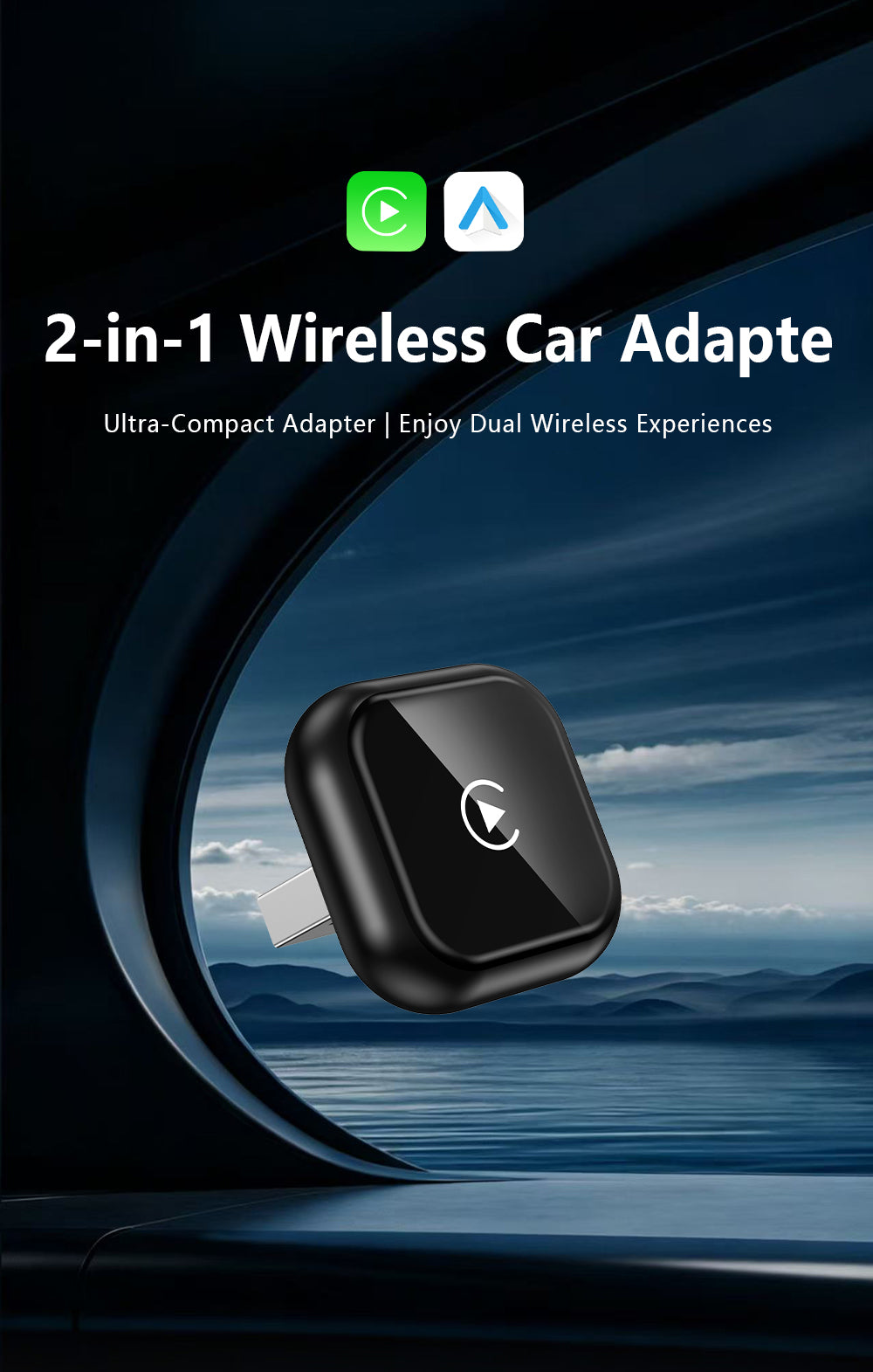 Wireless CarPlay Adapter - Fast Auto-Connect, Stable Connection,   CarPlay Adapter for iPhone & Android Auto Compatible Cars