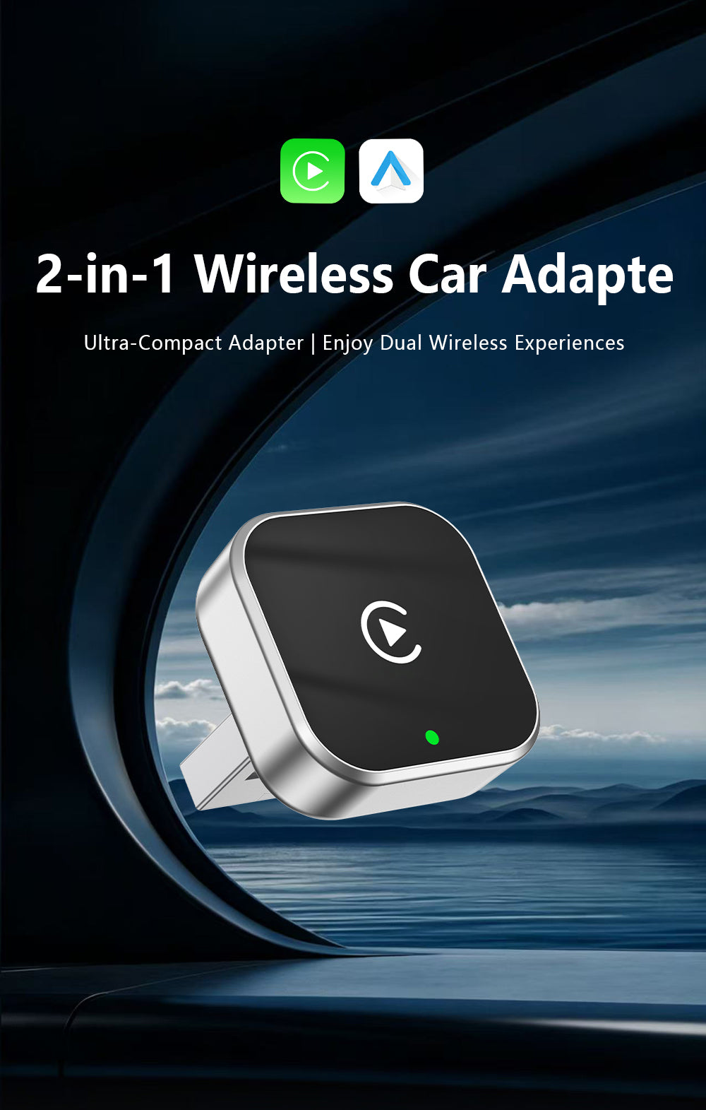Original Car Wired CarPlay to Wireless CarPlay 2-in-1 Adapter, Supports Apple and Android Connectivity, CarPlay Box
