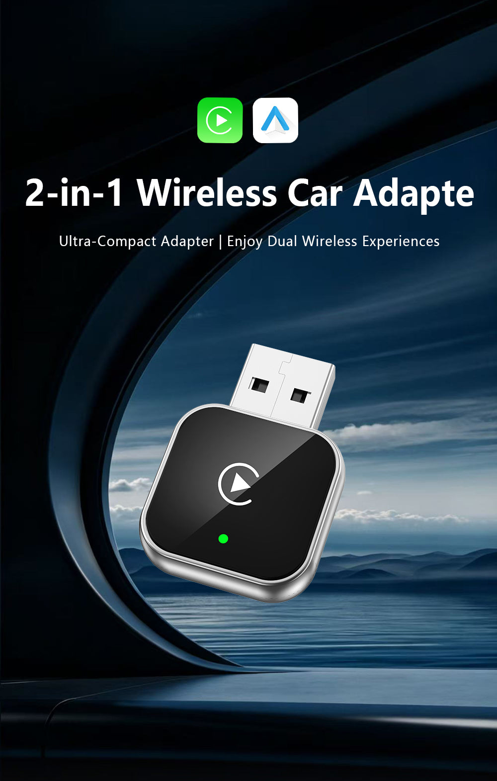 2026 New Model. Wired CarPlay to Wireless CarPlay. Compatible with Both Android and Apple Devices. Ultra-mini, Stable Connection