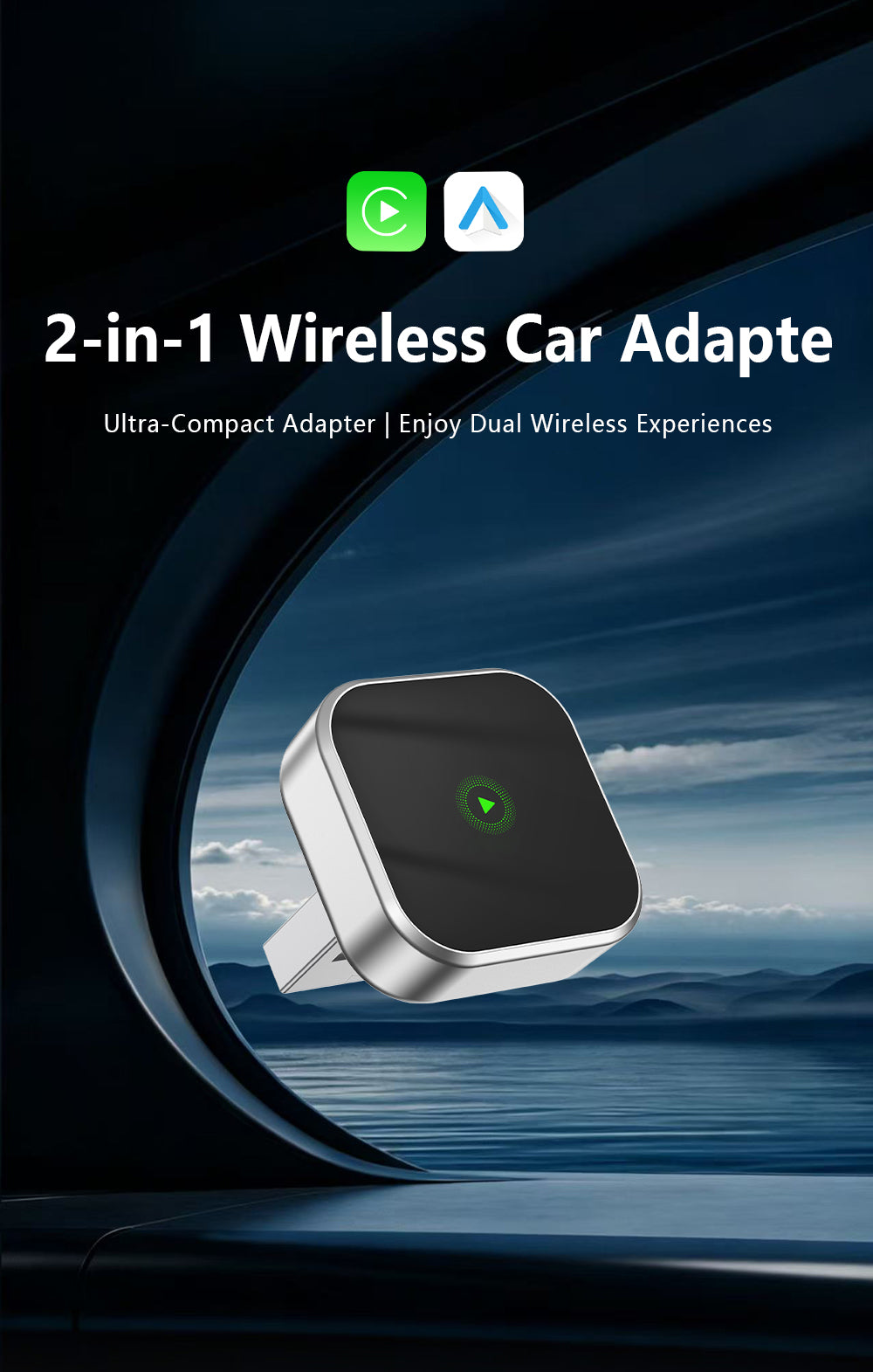 Automatic Connection Wireless CarPlay Adapter 2 in 1 Plug and Play Smart Box for Cars