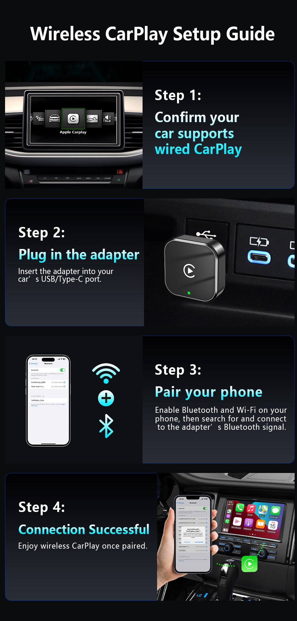 Wireless CarPlay Vehicle Android Auto Car Play Adaptor Mini USB Car Play Dongle for Apple Carplay Wireless Adapter