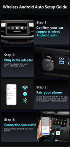 2-in-1 Wireless CarPlay & Android Auto Adapter Automatic Connection Plug and Play USB Dongle