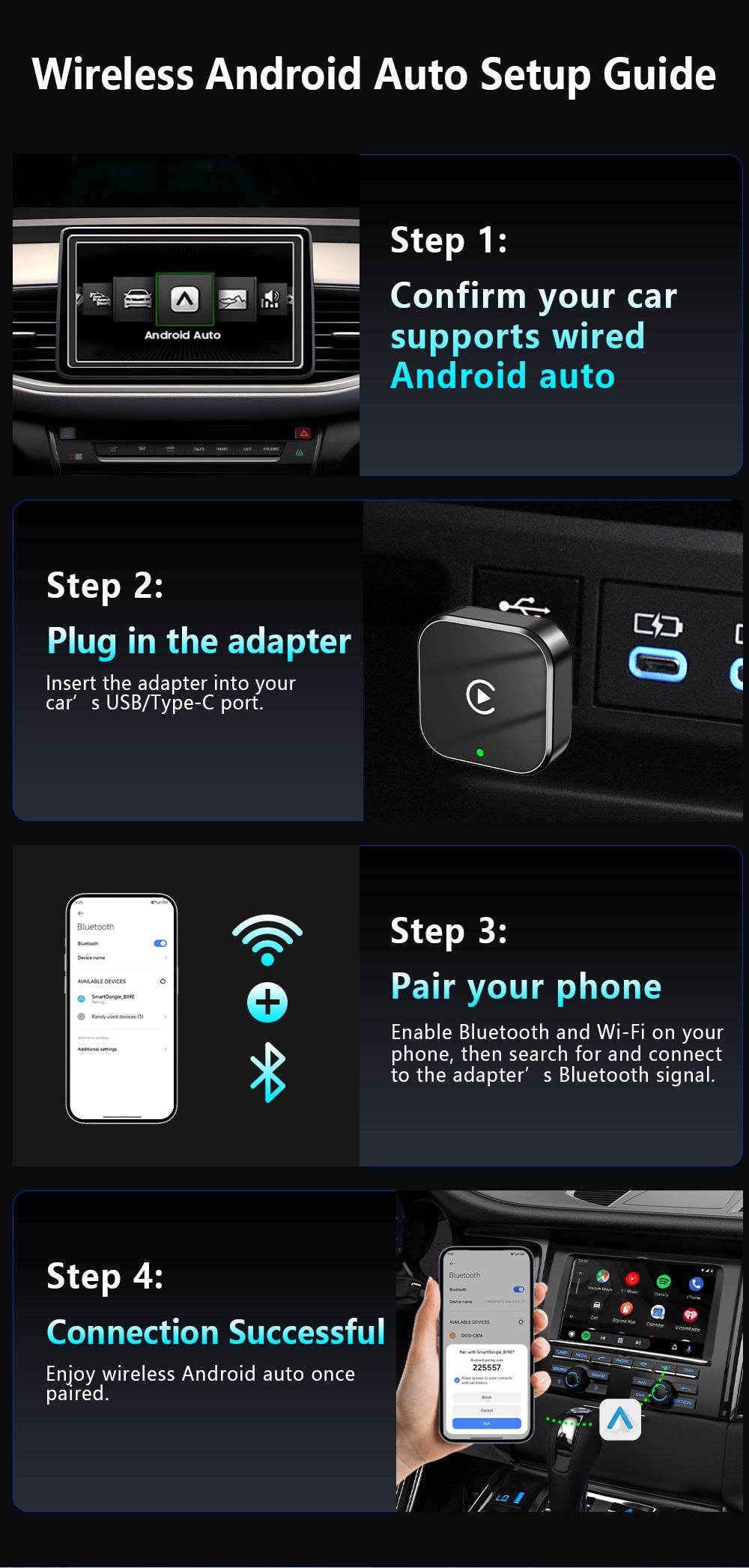 Wireless CarPlay Vehicle Android Auto Car Play Adaptor Mini USB Car Play Dongle for Apple Carplay Wireless Adapter