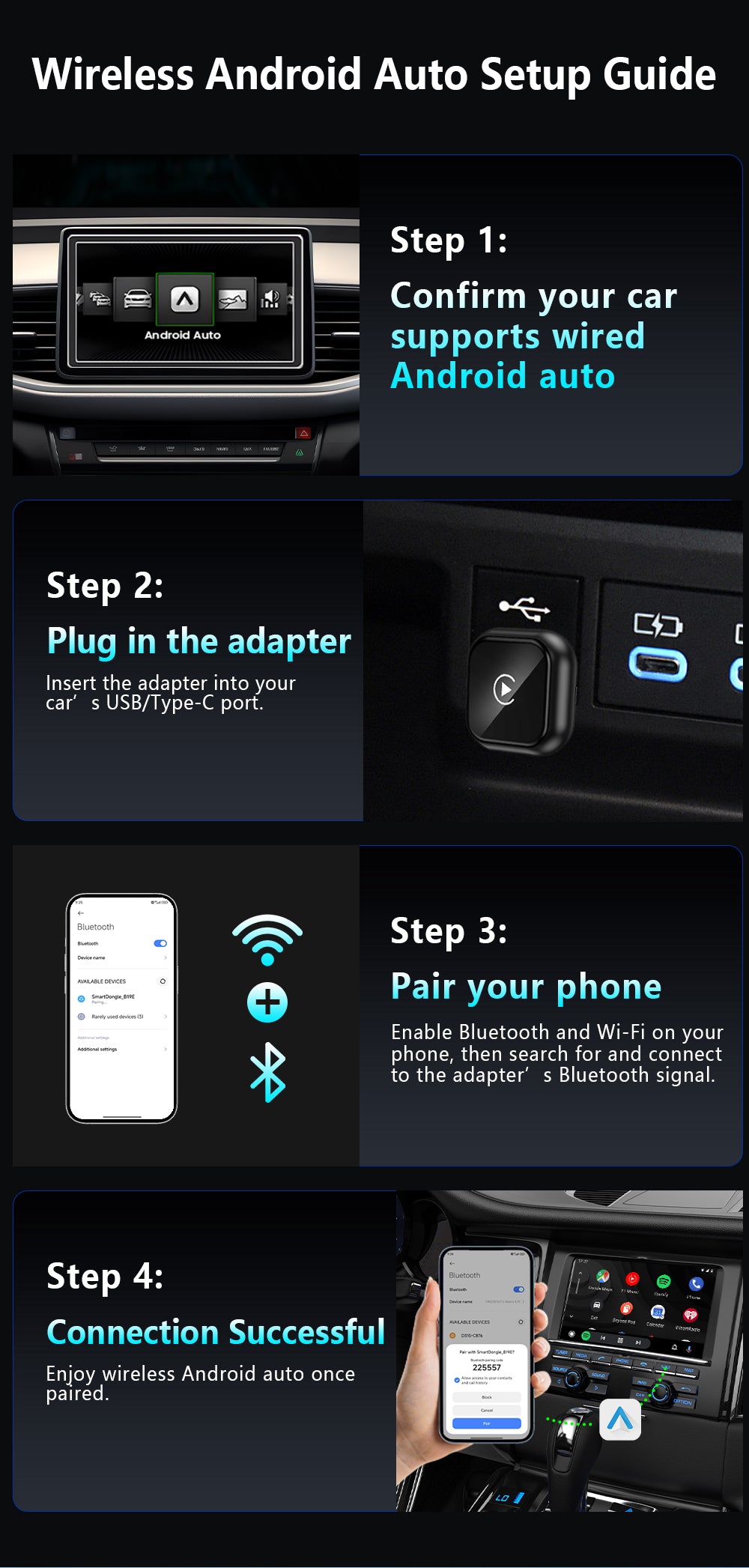 Wireless CarPlay Adapter - Fast Auto-Connect, Stable Connection,   CarPlay Adapter for iPhone & Android Auto Compatible Cars