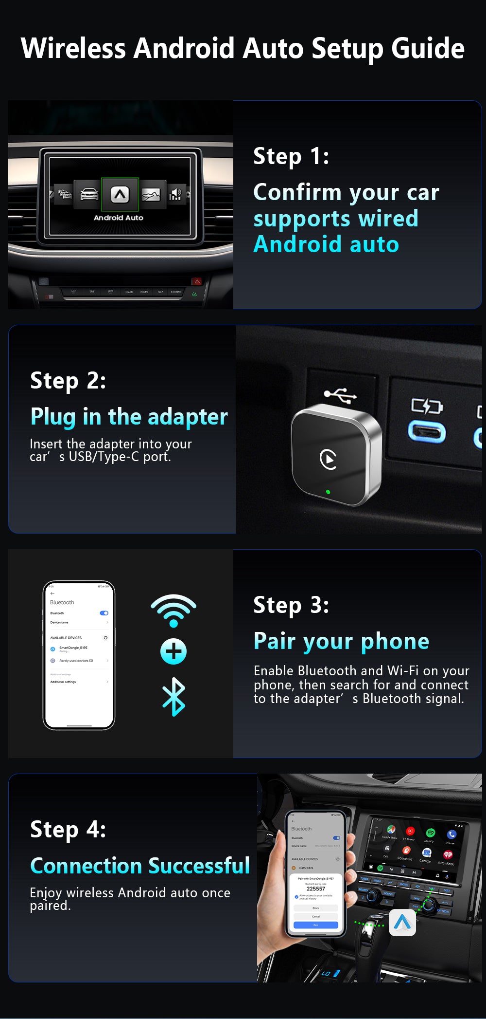 Original Car Wired CarPlay to Wireless CarPlay 2-in-1 Adapter, Supports Apple and Android Connectivity, CarPlay Box
