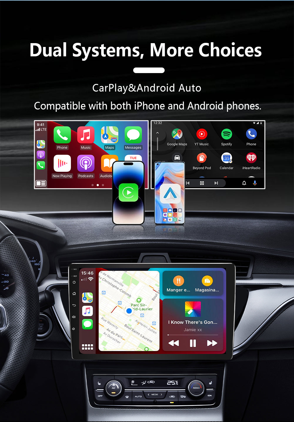 Original Car Wired CarPlay to Wireless CarPlay 2-in-1 Adapter, Supports Apple and Android Connectivity, CarPlay Box