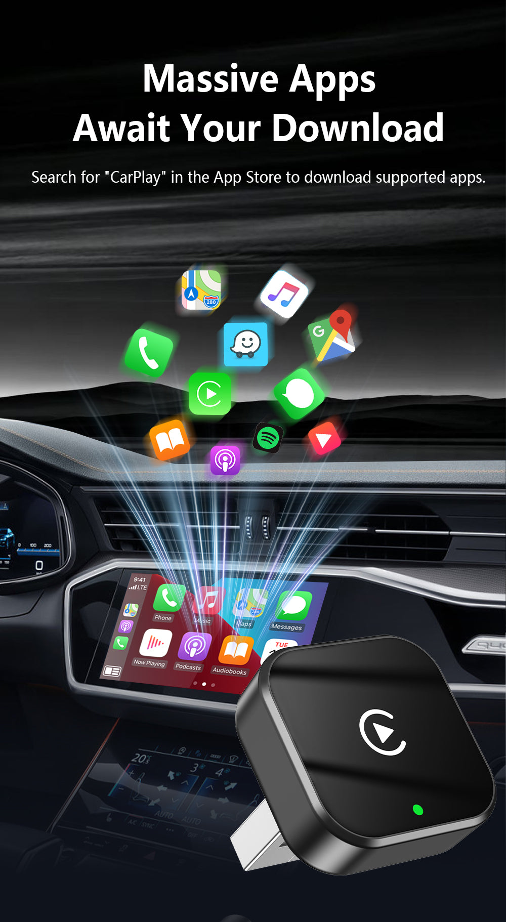 Wireless CarPlay Vehicle Android Auto Car Play Adaptor Mini USB Car Play Dongle for Apple Carplay Wireless Adapter