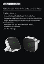 Automatic Connection Wireless CarPlay Adapter 2 in 1 Plug and Play Smart Box for Cars