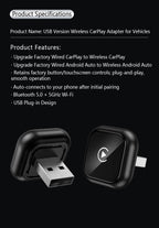 Wireless CarPlay Adapter - Fast Auto-Connect, Stable Connection,   CarPlay Adapter for iPhone & Android Auto Compatible Cars