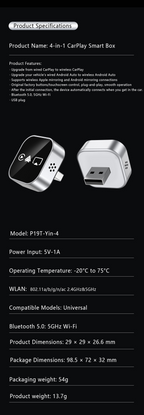 Ultra-stable 4-in-1 CarPlay, Supports Wired CarPlay to Wireless CarPlay/Android Auto/Apple/Android Mirroring